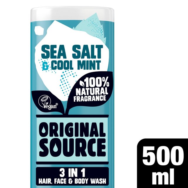 Original Source Sea Salt & Cool Mint 3 in 1 Hair Face and Body Wash for Men   500ml GOODS M&S   