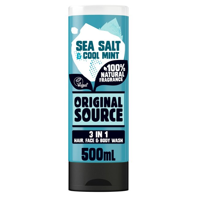 Original Source Sea Salt & Cool Mint 3 in 1 Hair Face and Body Wash for Men   500ml GOODS M&S   