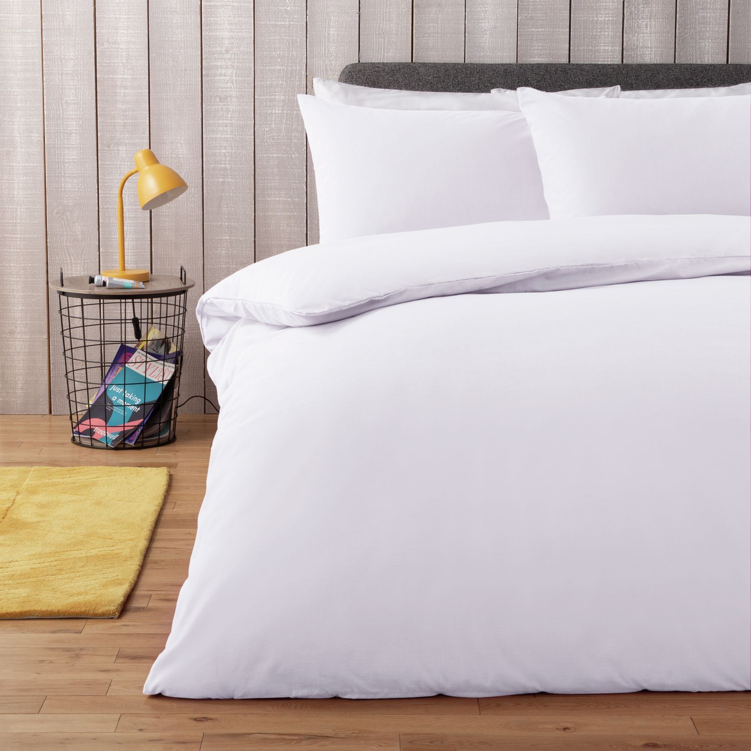 Habitat Easycare Plain White Bedding Set - Superking