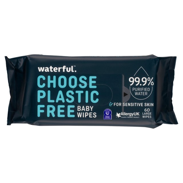 Waterful 99.9% Water & Plastic Free Large Baby Wipes 60 Per Pack   60 per pack GOODS M&S   