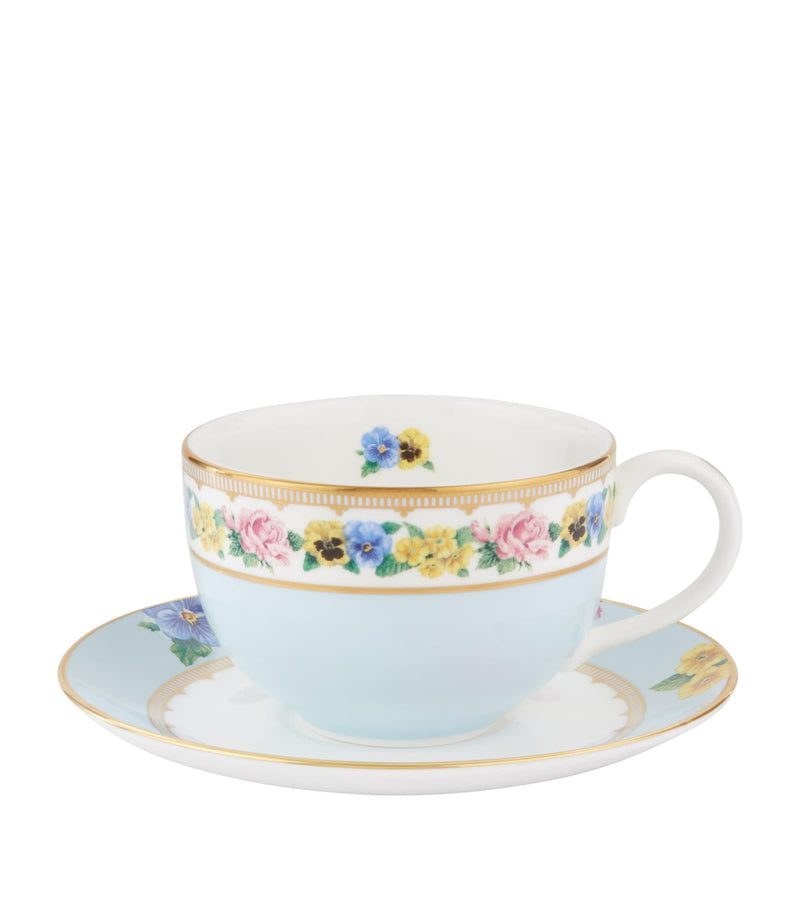 Halcyon Days Shell Garden Floral teacup and saucer, UK version