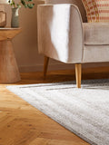 Bobble border rug in natural tones, imported from the UK