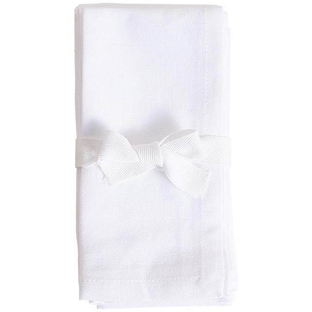 M&S White Cotton with Linen Napkins   4 per pack