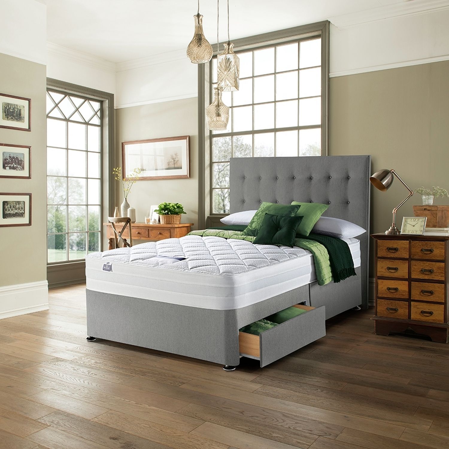 Silentnight Knightly Double Memory 4 Drawer Divan Bed - Grey