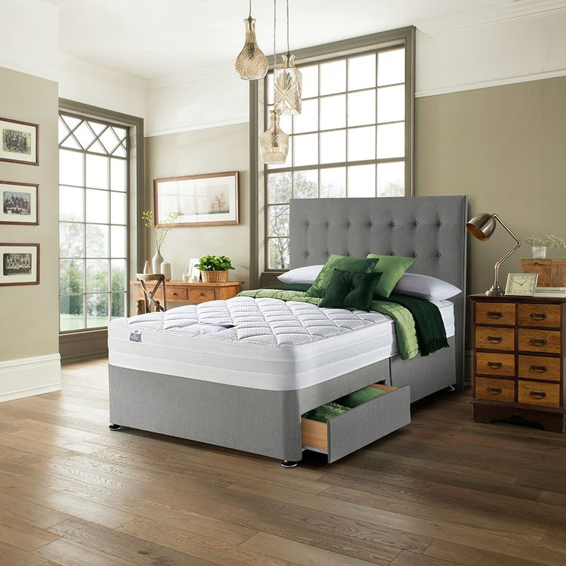 Silentnight Knightly Double Memory 4 Drawer Divan Bed - Grey