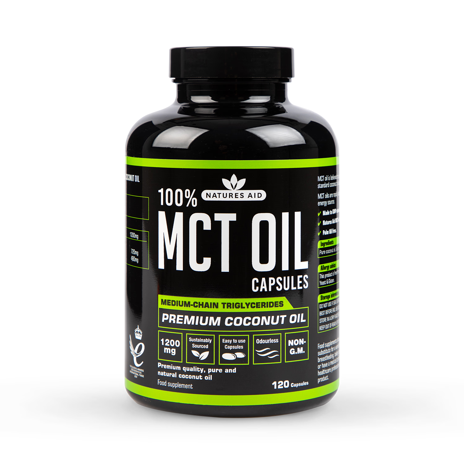 100% MCT Oil 1200mg Coconut Sourced Keto Supplement 120 Capsules