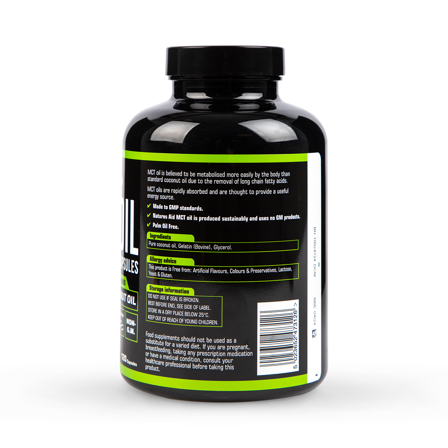 100% MCT Oil 1200mg Coconut Sourced Keto Supplement 120 Capsules
