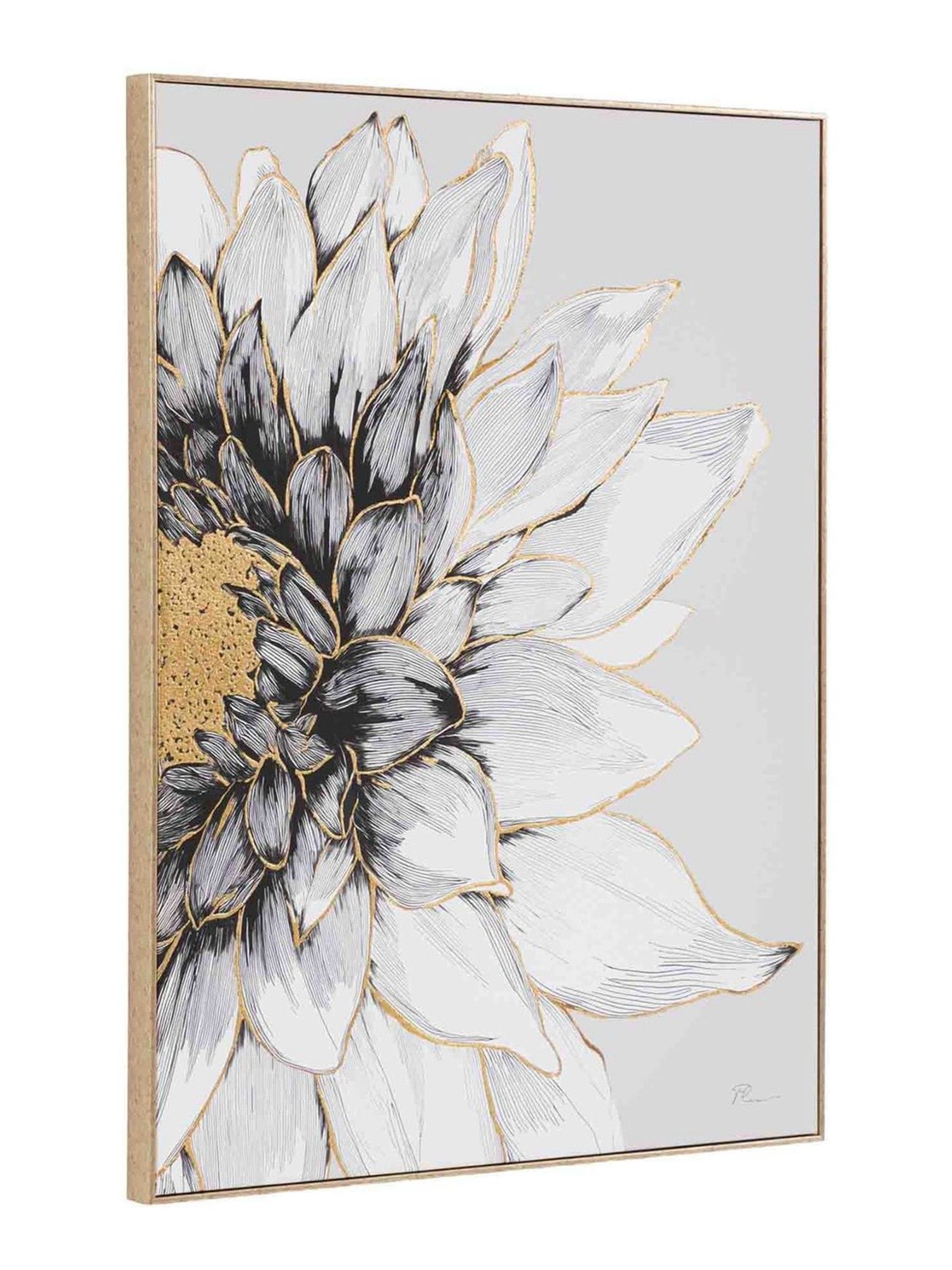 Gallery Home white dahlia dream framed canvas 79.5cm by 59.5cm (British brand)