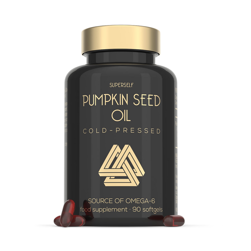 SuperSelf pumpkin seed oil supplement 3000mg 90 softgels, imported from the UK