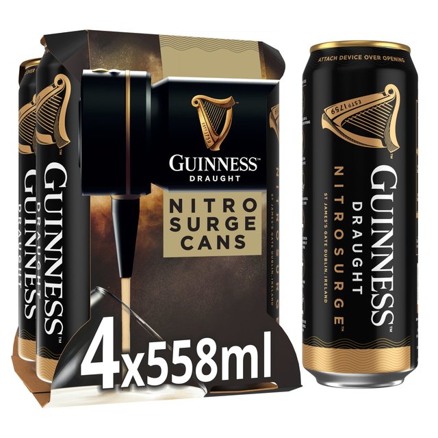 Guinness Draught Nitrosurge Cans (Requires Nitrosurge Device)   4 x 558ml GOODS M&S   