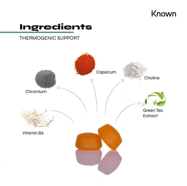 Known Nutrition thermogenic support gummies, imported from the UK
