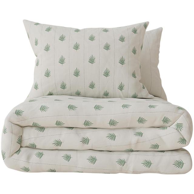 M&S Fern Leaf Stripe Bedset Natural Mix