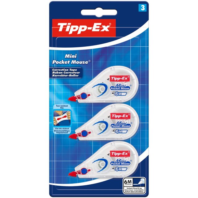 Tipp-Ex Mini Pocket Mouse Correction Tape Roller   3 per pack GOODS M&S   