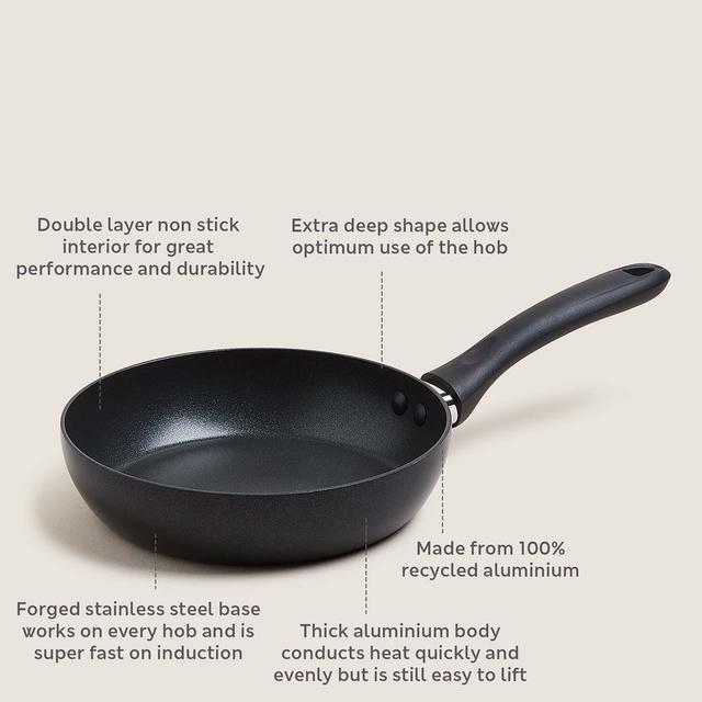 M&S Collection Aluminium 20cm Small Non-Stick Frying Pan One Size Black GOODS M&S   