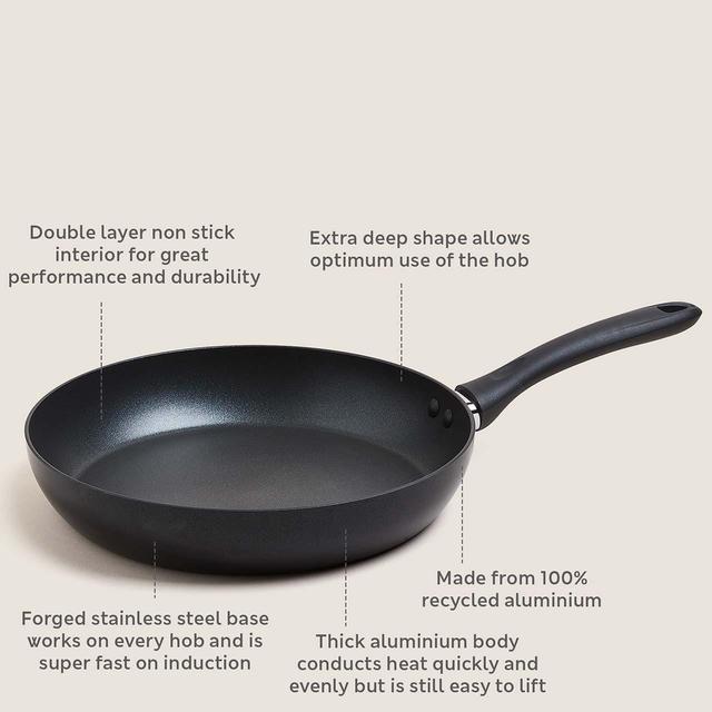 M&S Collection Black Aluminium 28cm Non-Stick Frying Pan One Size Black GOODS M&S   