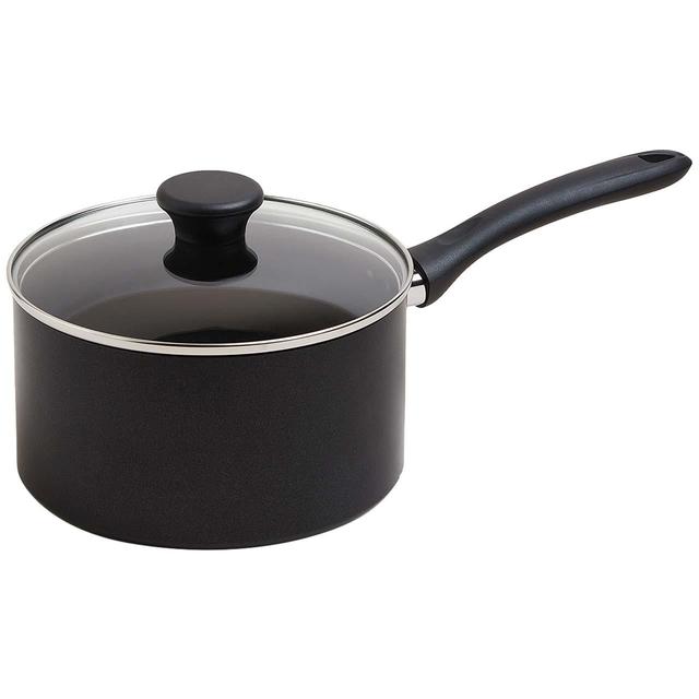 M&S Collection Aluminium 20cm Non-Stick Saucepan One Size Black GOODS M&S   