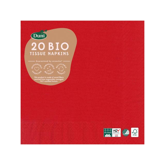 Red Compostable 3 Ply Paper Napkins   20 per pack