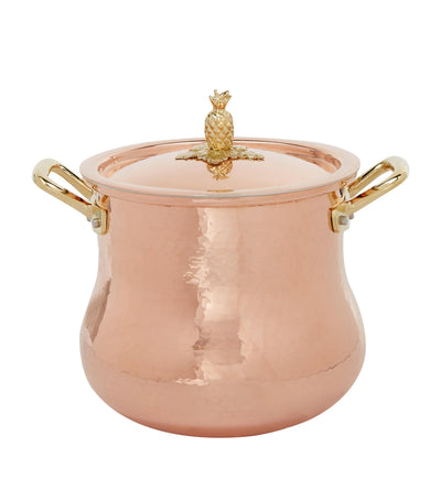 Harrods Ruffoni Historia Hammered Copper Belly-Shaped Stock Pot 20cm- Buy online at McGrocer