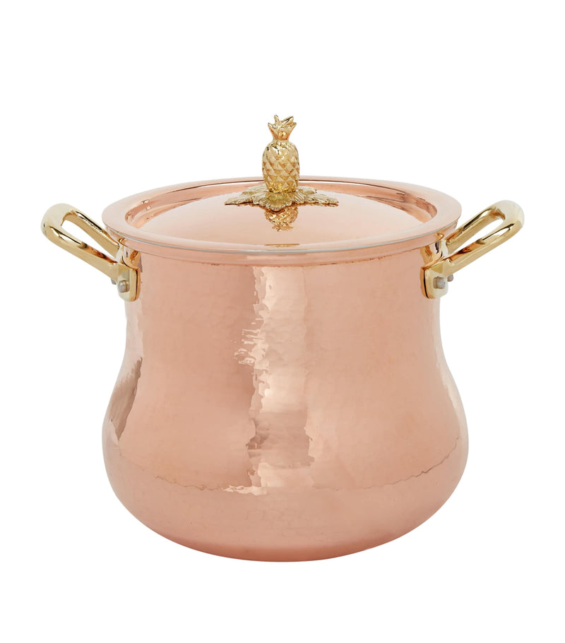 Ruffoni Historia hammered copper belly-shaped stock pot 20cm, imported from the UK