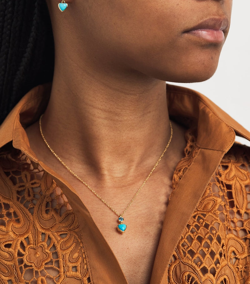 Emily P. Wheeler yellow gold blue topaz heart necklace (British brand)