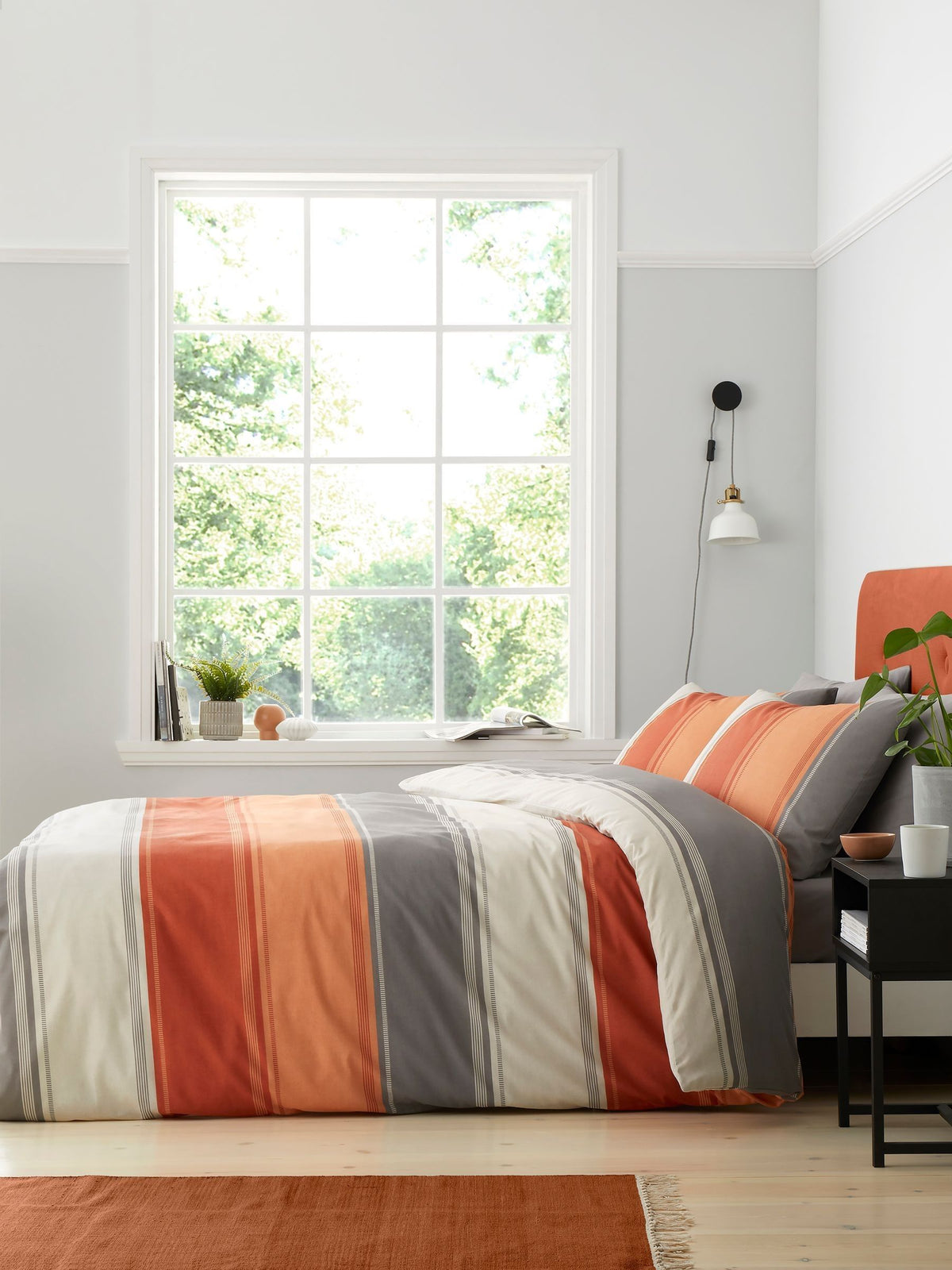Fusion Orange Betley duvet cover and pillowcase set - Single - British product