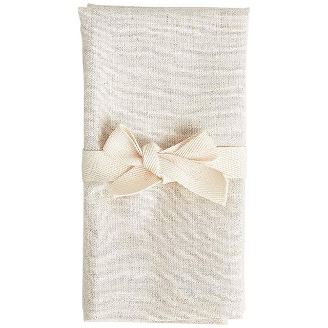 M&S Collection Set of 4 Cotton Rich Napkins with Linen One Size Natural   4 per pack GOODS M&S   