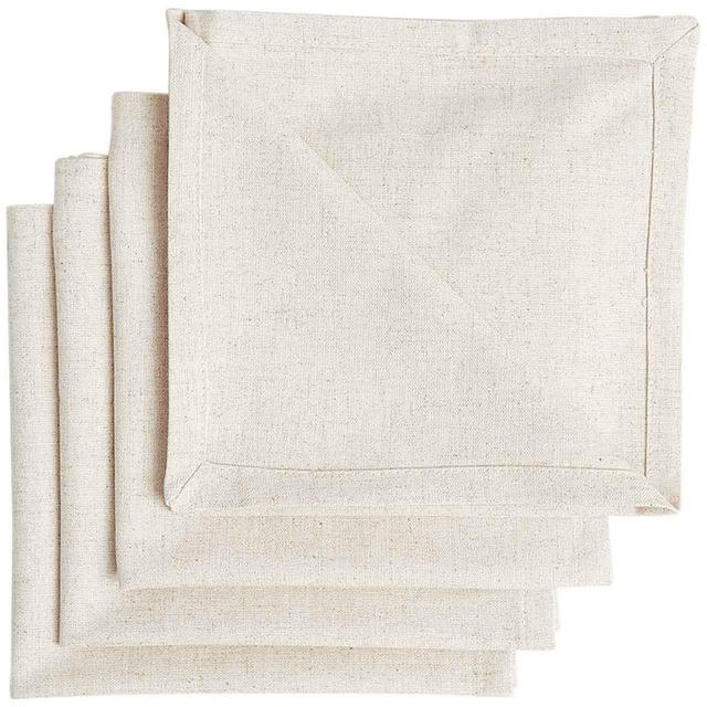 M&S Collection Set of 4 Cotton Rich Napkins with Linen One Size Natural   4 per pack GOODS M&S   