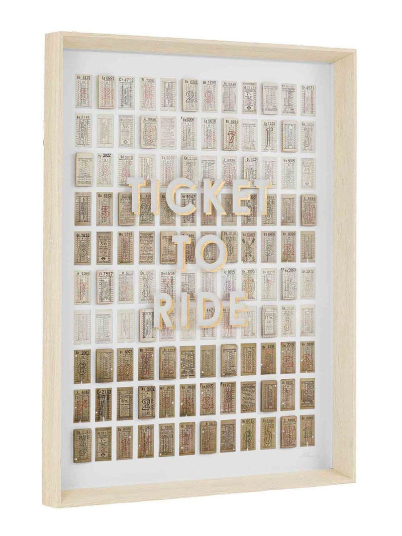 Gallery Home beige ticket to roam framed art, imported from the UK