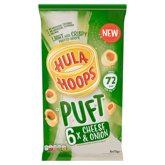 Hula Hoops Puft Cheese and Onion Multipack Crisps   6 per pack GOODS M&S   