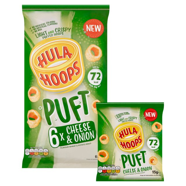 Hula Hoops Puft Cheese and Onion Multipack Crisps   6 per pack GOODS M&S   