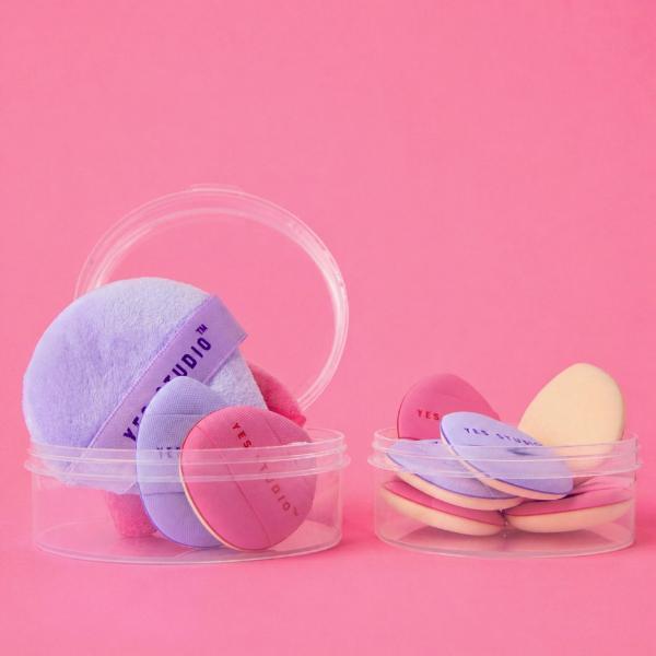 Yes Studio powder puff set 10-piece with travel cases - British product