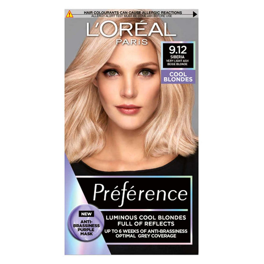 L’Oréal Paris Preference Permanent Hair Dye, Luminous Colour, Very Light Ash Beige Blonde 9.12