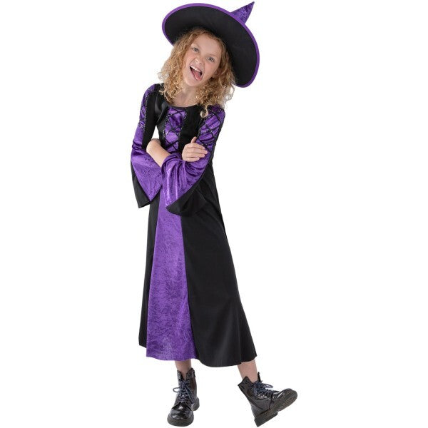 Smiffys Bewitched costume purple dress and hat, imported from the UK