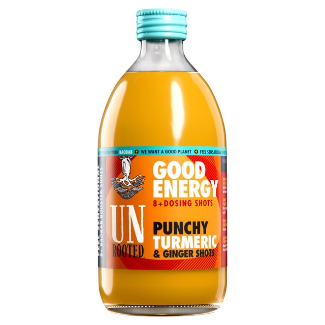 Unrooted Drinks Good Energy Punchy Turmeric & Ginger Dosing 8 Shots   500ml