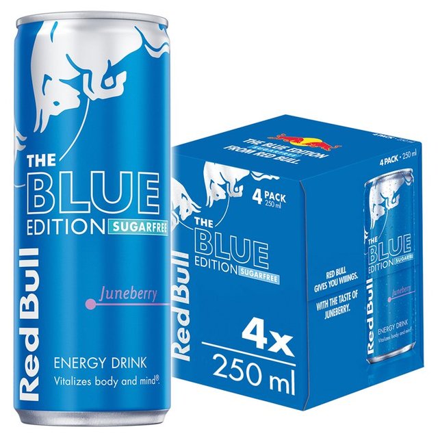 Red Bull Energy Drink Sugar Free Blue Edition Juneberry   4 x 250ml GOODS M&S   