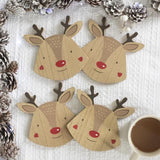 Set of 4 Reindeer Coasters   4 per pack GOODS M&S   