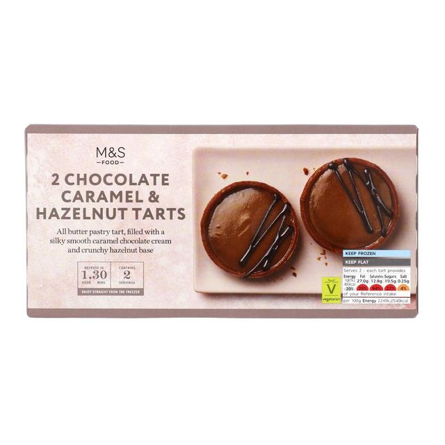 M&S 2 Chocolate Caramel & Hazelnut Tarts Frozen   150g