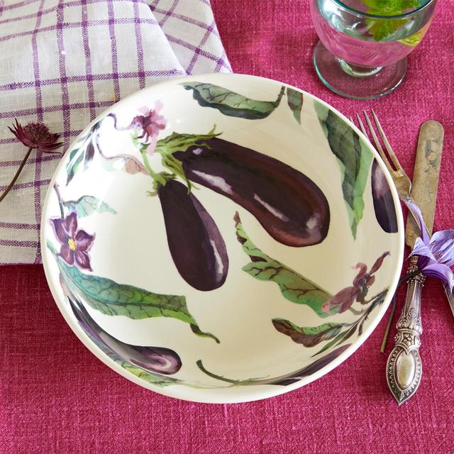 Emma Bridgewater Vegetable Garden Aubergine & Flowers Medium Pasta Bowl GOODS M&S   