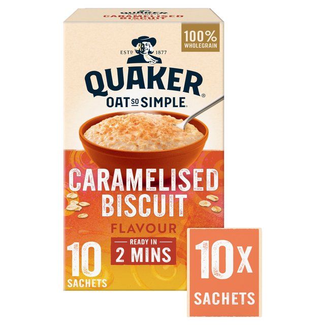 Quaker Oat So Simple Caramelised Biscuit Porridge Cereal Sachets   10 per pack GOODS M&S   