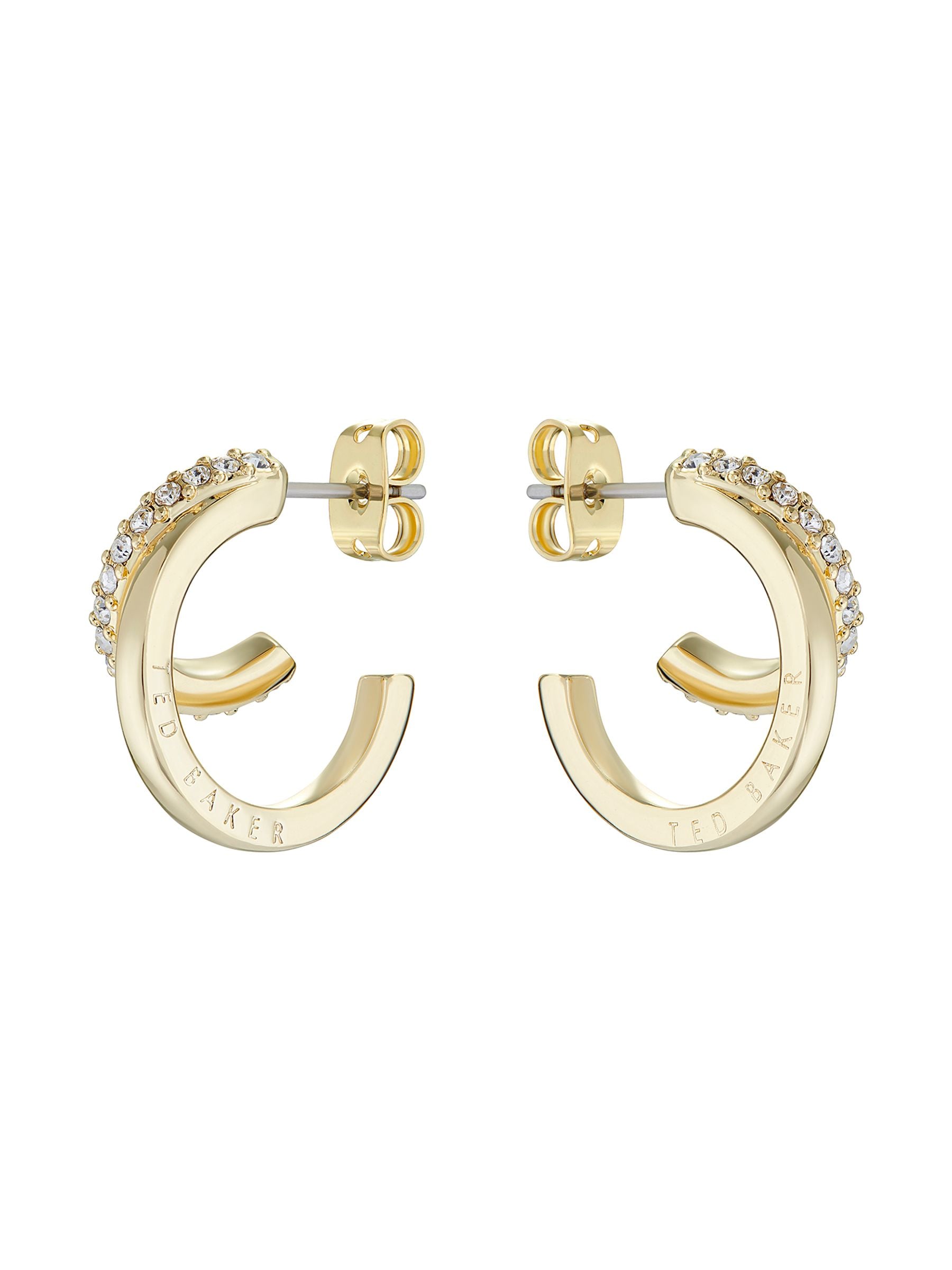 Ted Baker crystal hoop earrings gold tone 2.5cm height (British brand)