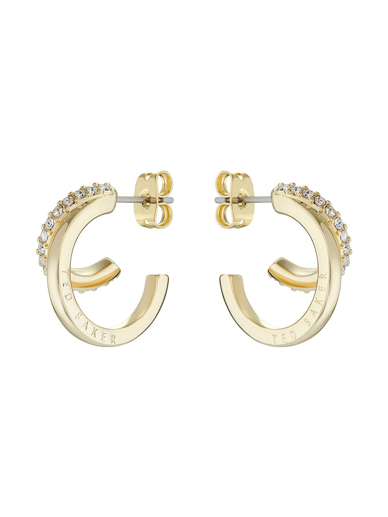 Ted Baker crystal hoop earrings gold tone 2.5cm height (British brand)