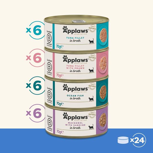 Applaws Cat Tin Fish Selection in Broth Multipack   24 x 70g GOODS M&S   