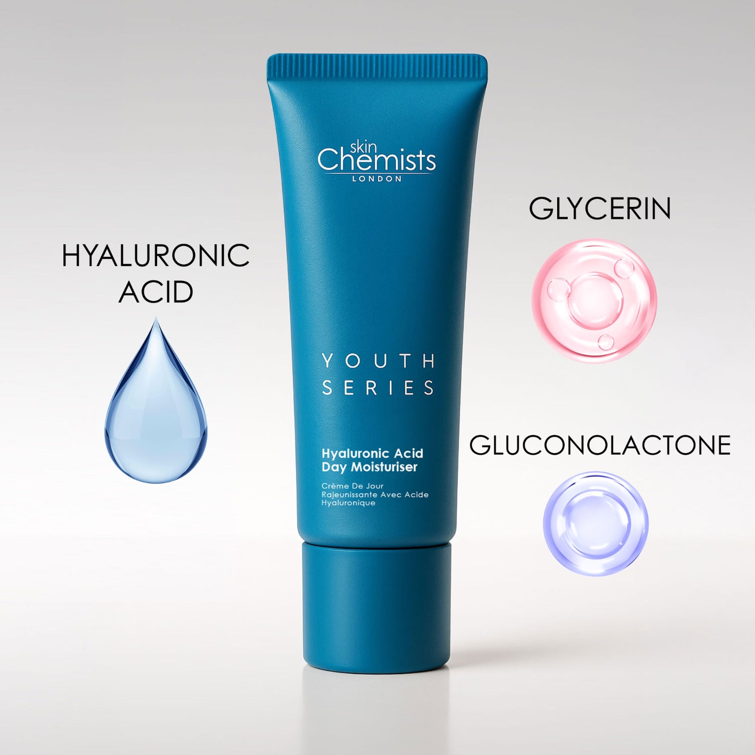 skinChemists hyaluronic acid day moisturiser 50ml, imported from the UK