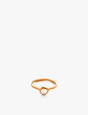 Monica Vinader 18ct yellow gold vermeil moonstone ring, imported from the UK