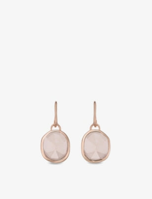 Monica Vinader rose gold vermeil rose quartz earrings, imported from the UK