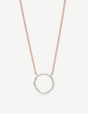 Monica Vinader Riva Mini Circle rose-gold vermeil diamond necklace, UK version