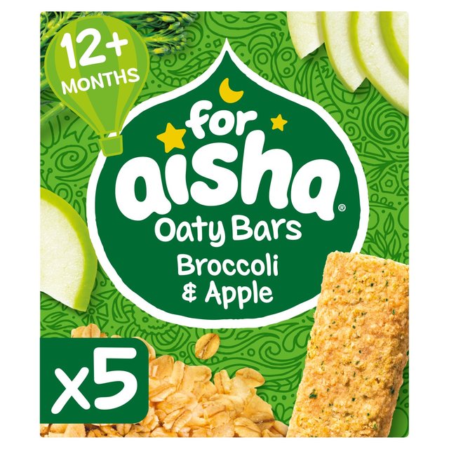 For Aisha Oaty Bars Broccoli & Apple    5 x 25g GOODS M&S   