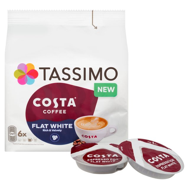 Tassimo Costa Flat White Coffee Pods   6 per pack GOODS M&S   