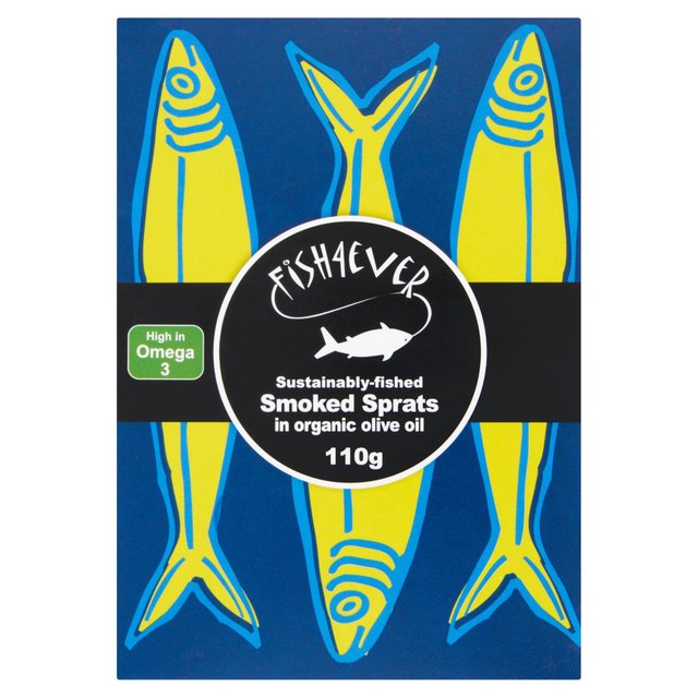 Fish 4 Ever Smoked Sprats in organic extra virgin olive oil   110g GOODS M&S   