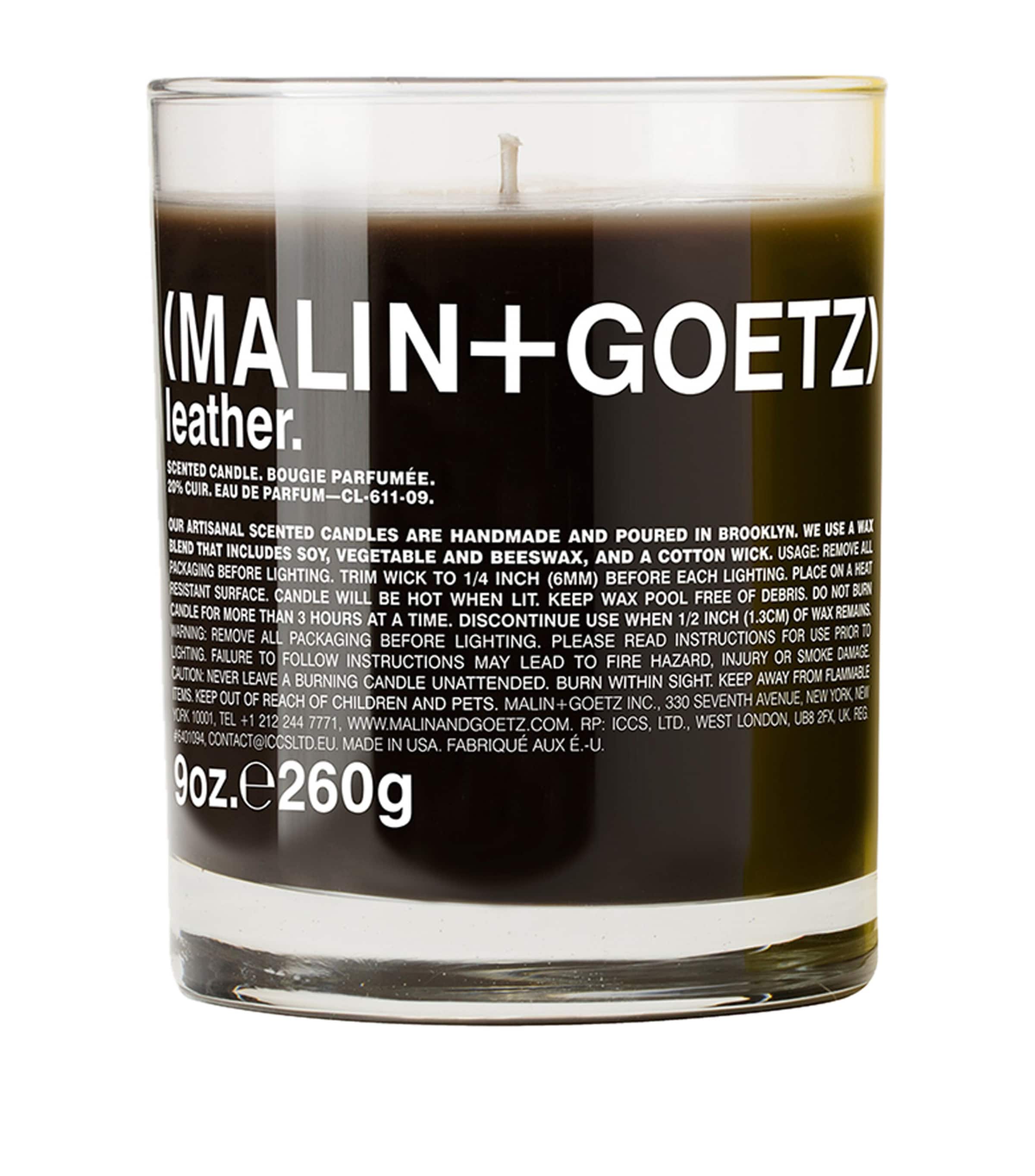 MALIN+GOETZ leather scented candle 260g, imported from the UK